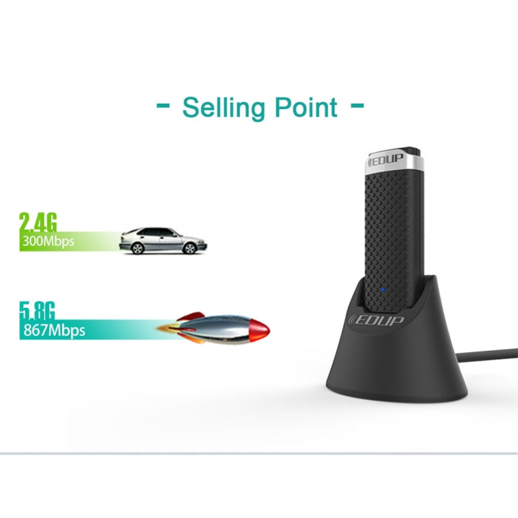 EDUP EP-AC1609 1200Mbps High Speed USB 3.0 WiFi Adapter Receiver Ethernet Adapter with 1m Extend Cable & Base, EP-AC1609 1200Mbps EDUP EP-AC1609 1200Mbps High Speed USB 3.0 WiFi Adapter Receiver Ethernet Adapter with 1m Extend Cable & Base, EP-AC1609 1200Mbps